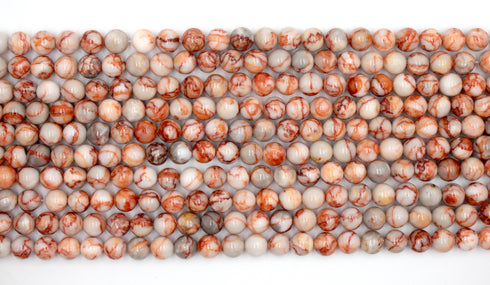 Red Veined Jasper Gemstone Beads, 8mm, Round
